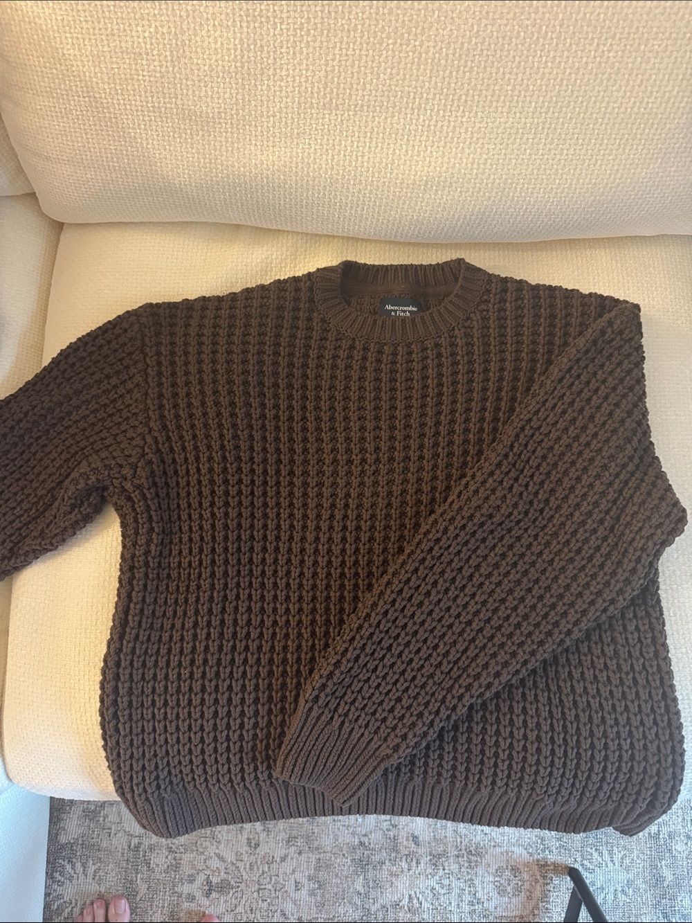 Abercrombie & Fitch Men's Chunky Waffle Knit Sweater - Brown